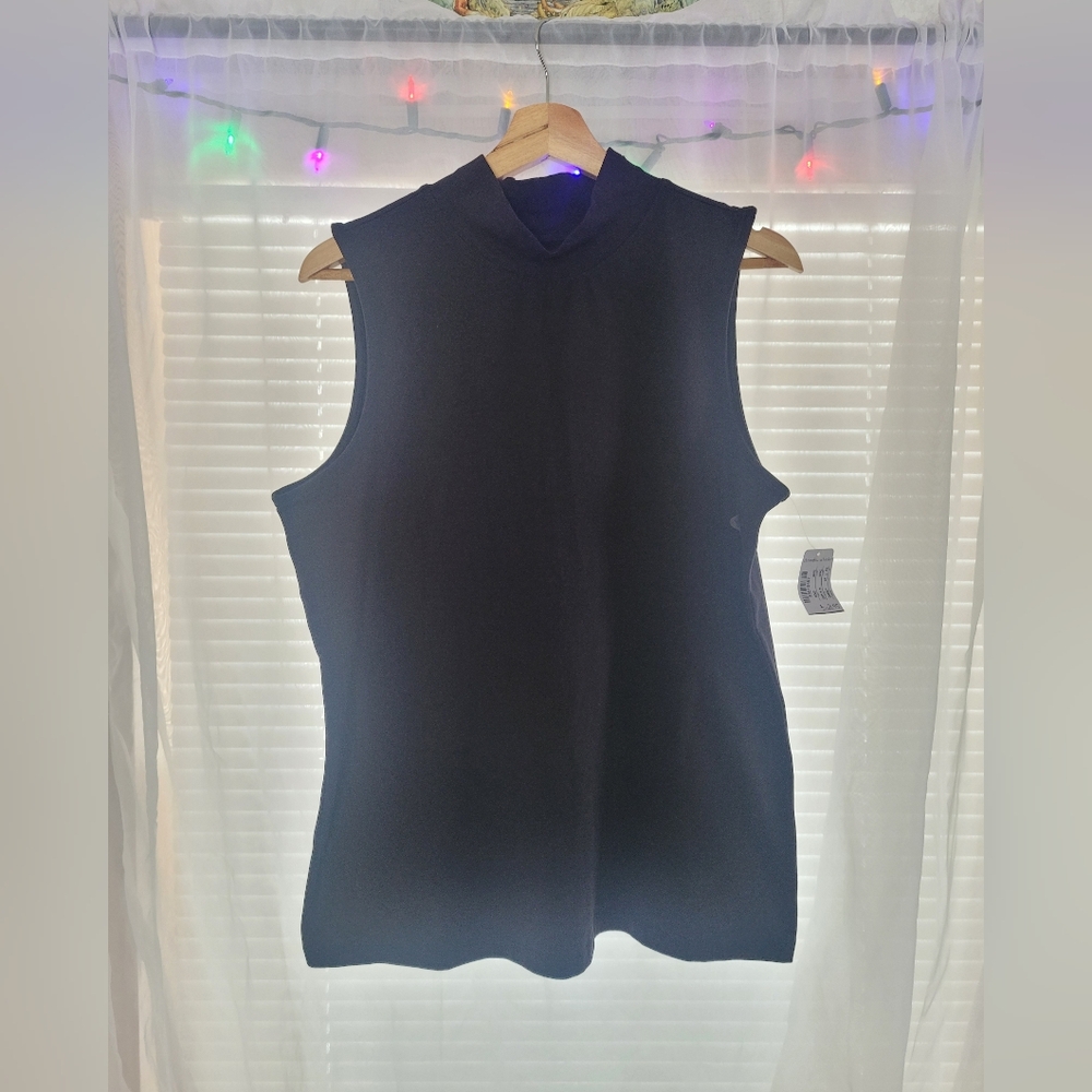 Christopher & Banks Layer Your Look Cowl Neck Tank Top Large Black Sleevless Nwt